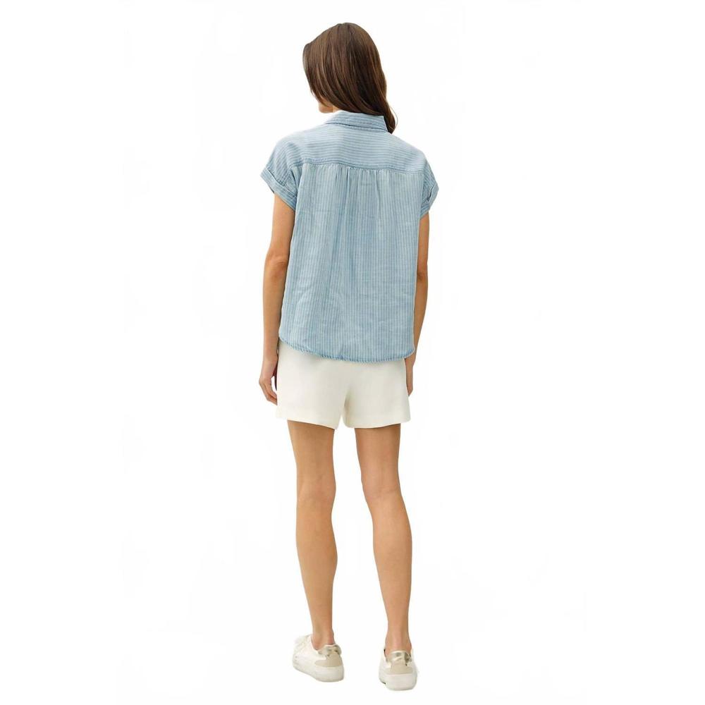NEW BE COOL tencel button up top in blue - Picture 4 of 5